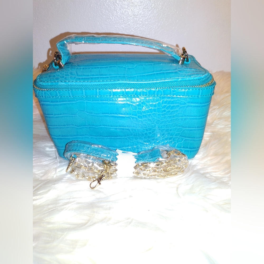 Crocodile Print Boxy Satchel Shoulder Bag